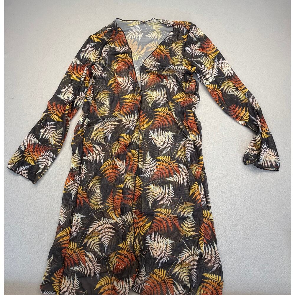 3 pc Women's Leaf Print Front Tie Bikini High Waist Shorts Swim w/Kimono Size M - Picture 8 of 8